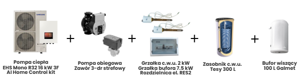 Zestaw pompa ciepła Samsung EHS 16 kW + akcesoria